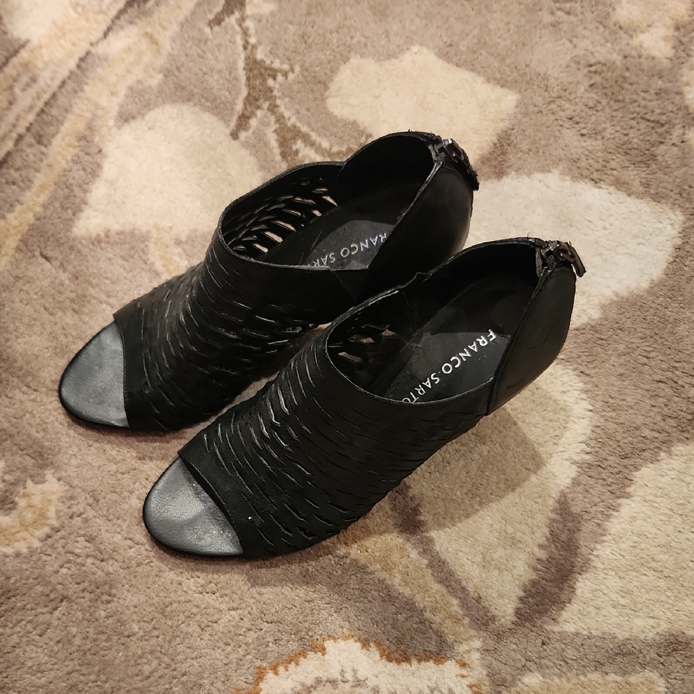 Franco Sarto Black Peep-Toe Heels